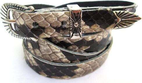 Western Hatband Black & White Genuine Python Snake Skin with 3 Pc Buckle Set in Saudi Arabia