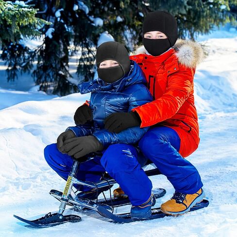 4 قطع قناع التزلج للأطفال بالاكلافا والقفازات الصوفية مجموعة الشتاء قبعة الوجه قناع دافئ كامل الأصابع قفاز للبنين بنات 8-12 سنة in Kuwait