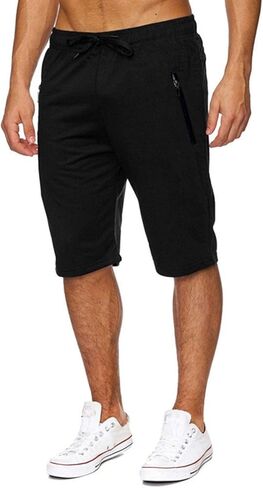 Voncheer Mens Elastic Waist Drawstring Summer Workout Shorts with Zipper Pockets in Kuwait