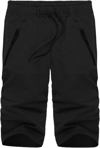Voncheer Mens Elastic Waist Drawstring Summer Workout Shorts with Zipper Pockets in Kuwait