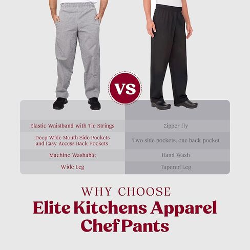 Elite Kitchens Apparel Professional Adult Size Chef Uniform Pants Bulk Packs in Saudi Arabia
