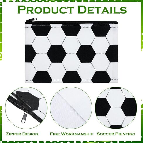 Sweetude 24 Pcs Soccer Makeup Bag Black and White Cosmetic Bag Soccer Gift for Player Soccer Party Favor Bags with Zipper Travel Portable Storage Organizer for Women Girls Soccer Lover in Saudi Arabia