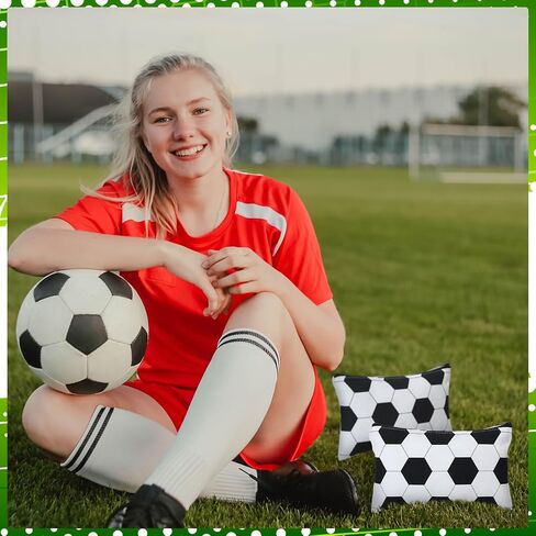 Sweetude 24 Pcs Soccer Makeup Bag Black and White Cosmetic Bag Soccer Gift for Player Soccer Party Favor Bags with Zipper Travel Portable Storage Organizer for Women Girls Soccer Lover in Saudi Arabia