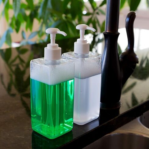 Youngever 5 Pack 16 Ounce Plastic Pump Bottles, Refillable Square Plastic Pump Bottles for Dispensing Lotions, Shampoos and More (Black) in Kuwait