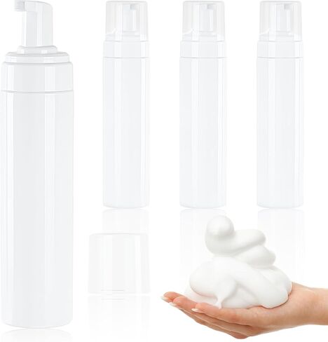 Foam Pump Bottle 8.5oz/250ml White Empty Foam Dispenser Bottle Travel Foaming Hand Soap Bottle Large Refillable Foaming Bottle for Shampoo Cleaning Traveling (4 Pack) in Kuwait