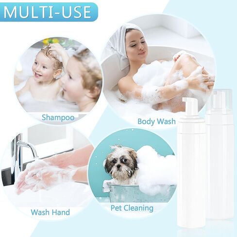 Foam Pump Bottle 8.5oz/250ml White Empty Foam Dispenser Bottle Travel Foaming Hand Soap Bottle Large Refillable Foaming Bottle for Shampoo Cleaning Traveling (4 Pack) in Kuwait