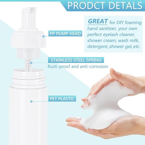 Foam Pump Bottle 8.5oz/250ml White Empty Foam Dispenser Bottle Travel Foaming Hand Soap Bottle Large Refillable Foaming Bottle for Shampoo Cleaning Traveling (4 Pack) in Kuwait