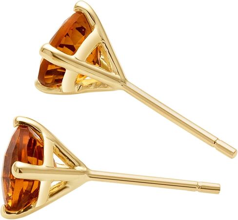 Peora 14K Yellow Gold Genuine Citrine Stud Earrings for Women, 1.50 Carats Round Shape, Friction Back in Saudi Arabia