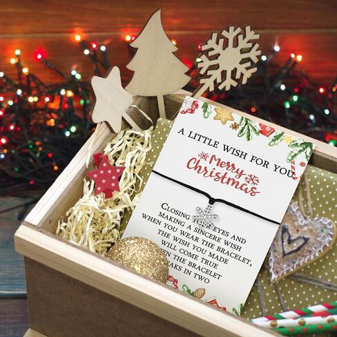 huquary 25 مجموعات عيد الميلاد رغبة الأساور للنساء ندفة الثلج قابل للتعديل أساور الرغبات مضفر الشمع حبل سوار أساور عيد الميلاد مع بطاقة عيد الميلاد للأصدقاء الأسرة زملاء العمل in Kuwait