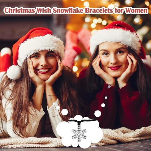 huquary 25 مجموعات عيد الميلاد رغبة الأساور للنساء ندفة الثلج قابل للتعديل أساور الرغبات مضفر الشمع حبل سوار أساور عيد الميلاد مع بطاقة عيد الميلاد للأصدقاء الأسرة زملاء العمل in Kuwait