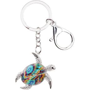 DUOWEI Enamel Tortoise Sea Turtle Key Chains Charm Ocean Animals Keyring Gift Handbag Purse for Women Girl