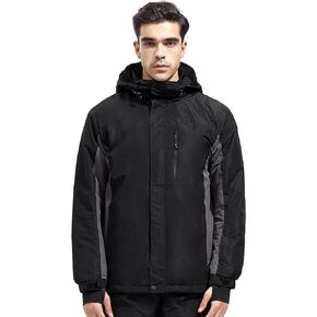 FREE SOLDIER Men's Waterproof Ski Snow Jacket Fleece Lined Warm Winter Rain Jacket with Hood Fully Taped Seams