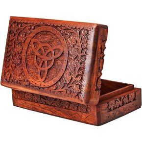 Great Birthday Gifts Handmade Decorative Wooden Jewelry Box Tree Of Life Carving Jewelry Organizer Keepsake Box Treasure Chest Trinket Holder Watch Box Storage Lock Box Housewarming Gift