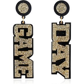 Game Day Earrings For Women, Acrylic Football/Rugby/Baseball/Basketball/Volleyball Team Sports Spirits Cheer Fan Gifts Accessories Long Dangle Statement 2023 Lightweight Hypoallergenic Trendy Teen Girls Jewelry