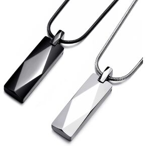 MOO&LEE Tungsten Carbide Bar Pendant Necklace for Men Women Stainless Steel Snake Chain in Saudi Arabia