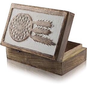 أفكار رائعة لهدايا عيد الميلاد، صندوق مجوهرات خشبي مزخرف يدويًا لصائد الأحلام، منظم مجوهرات، صندوق تذكار، صندوق كنز، حامل حلية، صندوق ساعة، صندوق تخزين، هدايا للنساء in Kuwait