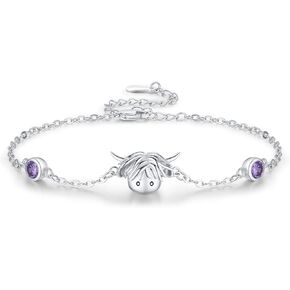 VOVEAT Highland Cow Bracelet 925 Sterling Sliver Highland Cow Gifts Animal Bracelet Gifts for Women Girlfriend Wife in Saudi Arabia