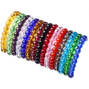 FINZOR 15Pcs 8mm Beaded Stretch Bracelet Handmade Round Glass Bracelet for Women Multicolor Matte Beads Elastic Bracelet Shining Beads Wristband Valentines Jewelry in Kuwait