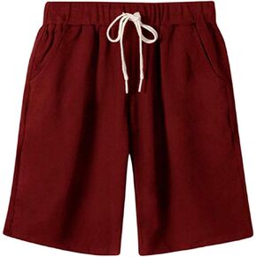VtuAOL Women's Casual Bermuda Shorts Elastic Waist Knee Length Shorts with Drawstring in Kuwait