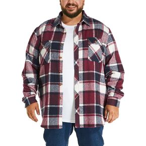 HOdo Big and Tall Mens Heavyweight Flannel Shirt 3XL- 6XL Button Down Shirt