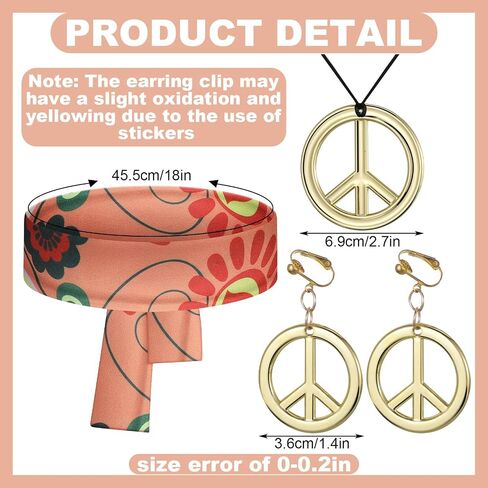 Hercicy 6 Pcs Women 60s 70s Hippie Costume Outfits Set Disco Dress Fringe Vest Boot Covers Headbands Necklaces Earrings for Halloween Party Cosplay, L Size in Saudi Arabia