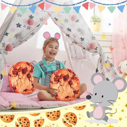 8 Pcs Halloween Mouse Costume Set and Cookie Pillow Headband Bowtie and Tail Round Throw 3D Digital Print Pillow Funny Food Shaped Pillow Halloween Dress up for Cosplay Party Decoration in Saudi Arabia