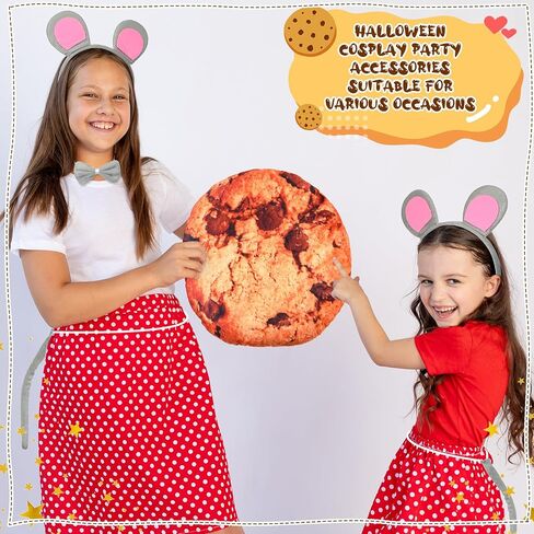 8 Pcs Halloween Mouse Costume Set and Cookie Pillow Headband Bowtie and Tail Round Throw 3D Digital Print Pillow Funny Food Shaped Pillow Halloween Dress up for Cosplay Party Decoration in Saudi Arabia
