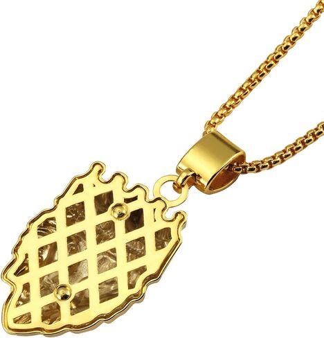 Hip Hop Jewelry Gold Crown Lion Head Pendant Iced Out Clear Rhinestones – Diamonds Prong Set - Curb Cuban Chain Stainless Steel Necklace in Kuwait