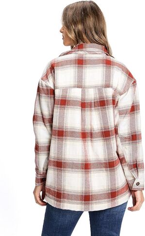 Love Tree Women's Cozy Soft Sherpa Coat Plaid Shacket in Saudi Arabia
