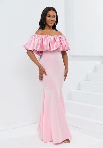 IWFEV Satin Floor-Length Dress Sleeveless Bodycon Mermaid Women's Dress Ruffle Maxi Dress in Kuwait