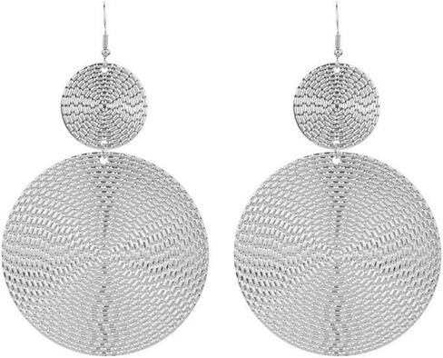 Large Double Circles Round Dangle Drop Earrings Geometric Statement Handmade Bohemian Dangling Earring Hook Studs Fashion Jewelry Gifts for Women Girls Yellow Gold in Kuwait
