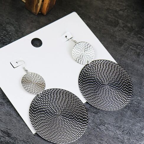 Large Double Circles Round Dangle Drop Earrings Geometric Statement Handmade Bohemian Dangling Earring Hook Studs Fashion Jewelry Gifts for Women Girls Yellow Gold in Kuwait