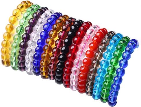 FINZOR 15Pcs 8mm Beaded Stretch Bracelet Handmade Round Glass Bracelet for Women Multicolor Matte Beads Elastic Bracelet Shining Beads Wristband Valentines Jewelry in Kuwait