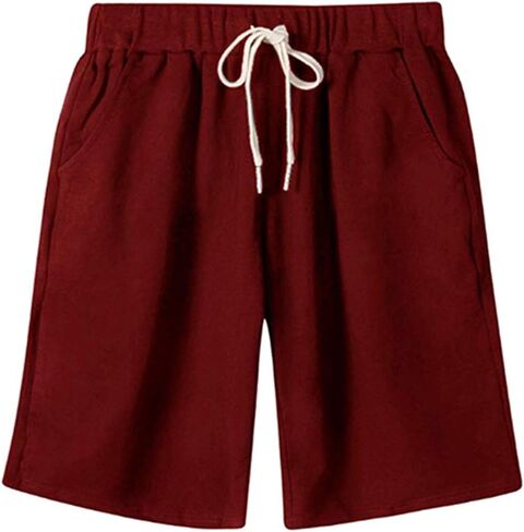 VtuAOL Women's Casual Bermuda Shorts Elastic Waist Knee Length Shorts with Drawstring in Saudi Arabia