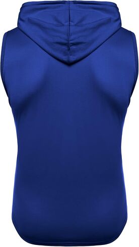 Babioboa Men's Workout Hooded Tank Tops Sleeveless Gym Hoodies Bodybuilding Muscle Shirts Deep Blue in Kuwait