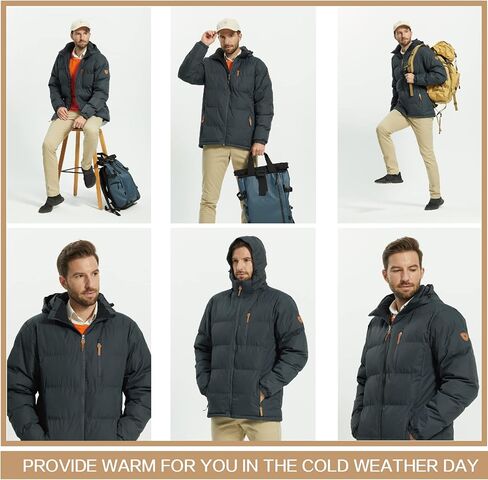 سترة منتفخة للرجال من ALPHA CAMP معطف شتوي مقاوم للماء ومقاوم للرياح وأكمام طويلة وسترة شتوية مبطنة in Kuwait