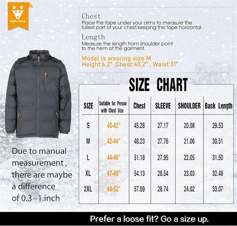 سترة منتفخة للرجال من ALPHA CAMP معطف شتوي مقاوم للماء ومقاوم للرياح وأكمام طويلة وسترة شتوية مبطنة in Kuwait