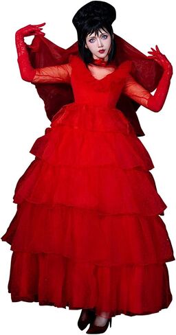 Vaianie Adult Women Lydia Cosplay Costume Red Wedding Dress Evening Gown Outfits Halloween Suit in Kuwait