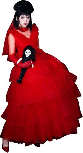 Vaianie Adult Women Lydia Cosplay Costume Red Wedding Dress Evening Gown Outfits Halloween Suit in Kuwait