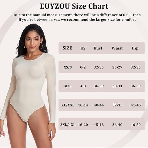 EUYZOU Women Tummy Control Shapewear Bodysuit Long Sleeve Body Shaper Seamless Compression Bodysuit in Kuwait