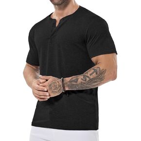Mens Henley Shirt Dry Fit Tech 3 Button Slim Fit Quick Dry Gym Tshirt Short Sleeve Lightweight Casual T Basic Tee in Kuwait
