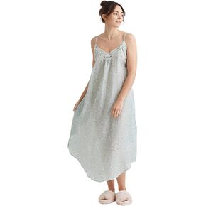 قميص نوم طويل نسائي من Papinelle بدانتيل أمامي من Cheri Blossom، مصنوع من مزيج الحرير القطني المميز، لون حكيم in Kuwait