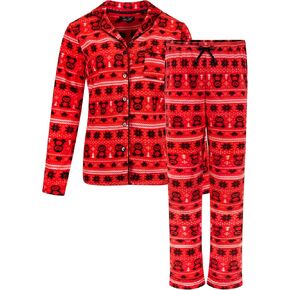 Rene Rofe 2 Piece Fleece Long Sleeve Top and Pant Ultra Soft Gift Set - Holiday Pajama Lounge Set for Women