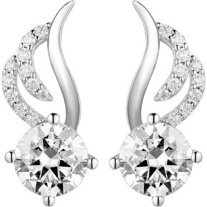 DovEggs Moissanite Stud Earrings for Women 10K White Gold Post 2-4ct Center 6.5/8mm GHI Color Cut Moissanite Earrings with Accents Push Back 14k Gold QUALITY Sterling Silver Moissanite Earring