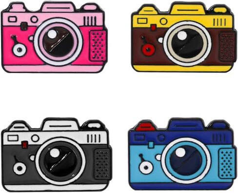 ulricar 4pcs Creative Cartoon Camera Brooch Fashion Enamel Pin Photography Alloy Badges Outdoor Travel Brooch Bag Clothes Hat Decoration for Men Women Girls Kids Gift in Saudi Arabia