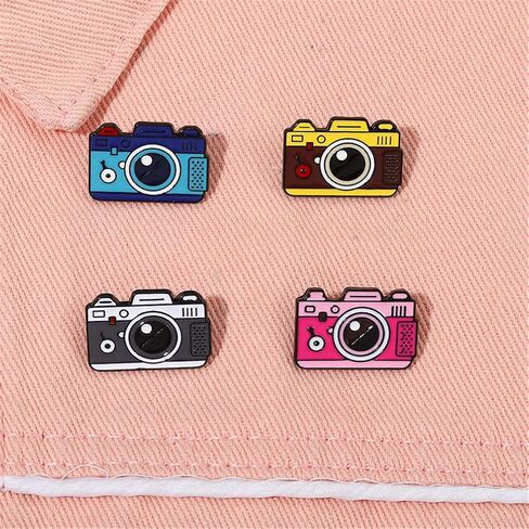 ulricar 4pcs Creative Cartoon Camera Brooch Fashion Enamel Pin Photography Alloy Badges Outdoor Travel Brooch Bag Clothes Hat Decoration for Men Women Girls Kids Gift in Saudi Arabia