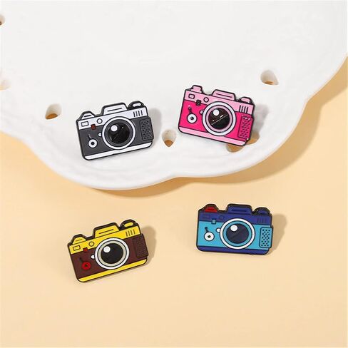 ulricar 4pcs Creative Cartoon Camera Brooch Fashion Enamel Pin Photography Alloy Badges Outdoor Travel Brooch Bag Clothes Hat Decoration for Men Women Girls Kids Gift in Saudi Arabia