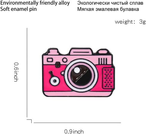 ulricar 4pcs Creative Cartoon Camera Brooch Fashion Enamel Pin Photography Alloy Badges Outdoor Travel Brooch Bag Clothes Hat Decoration for Men Women Girls Kids Gift in Saudi Arabia