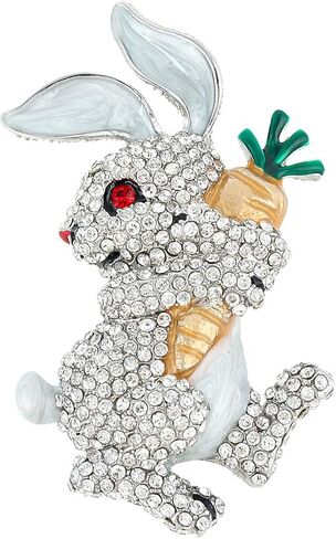 EVER FAITH Austrian Crystal Enamel Adorable Rabbit with Carrot Brooch Pendant in Saudi Arabia