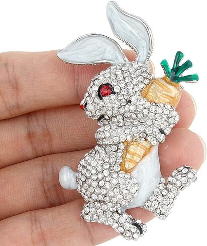 EVER FAITH Austrian Crystal Enamel Adorable Rabbit with Carrot Brooch Pendant in Saudi Arabia